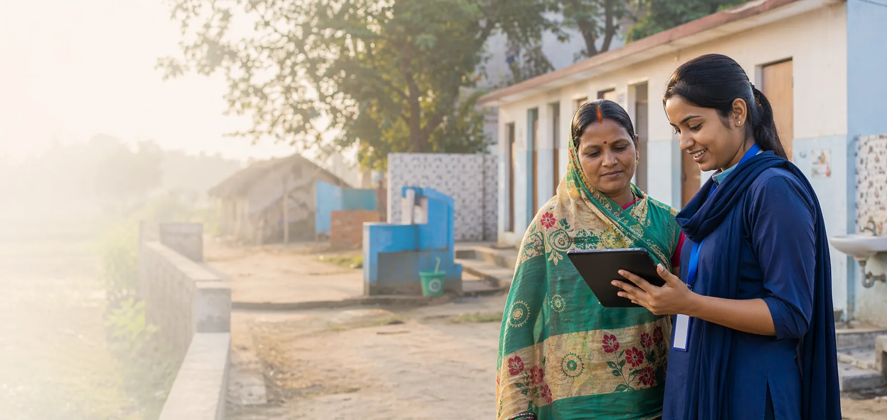 Public service worker assisting a citizen in the community